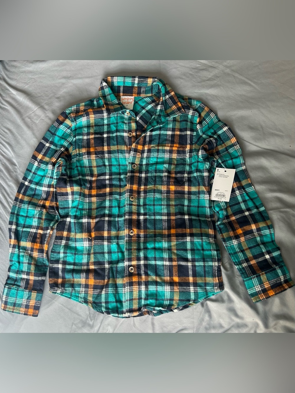 jumping beans Teal Navy Plaid Button-Down Shirt NWT